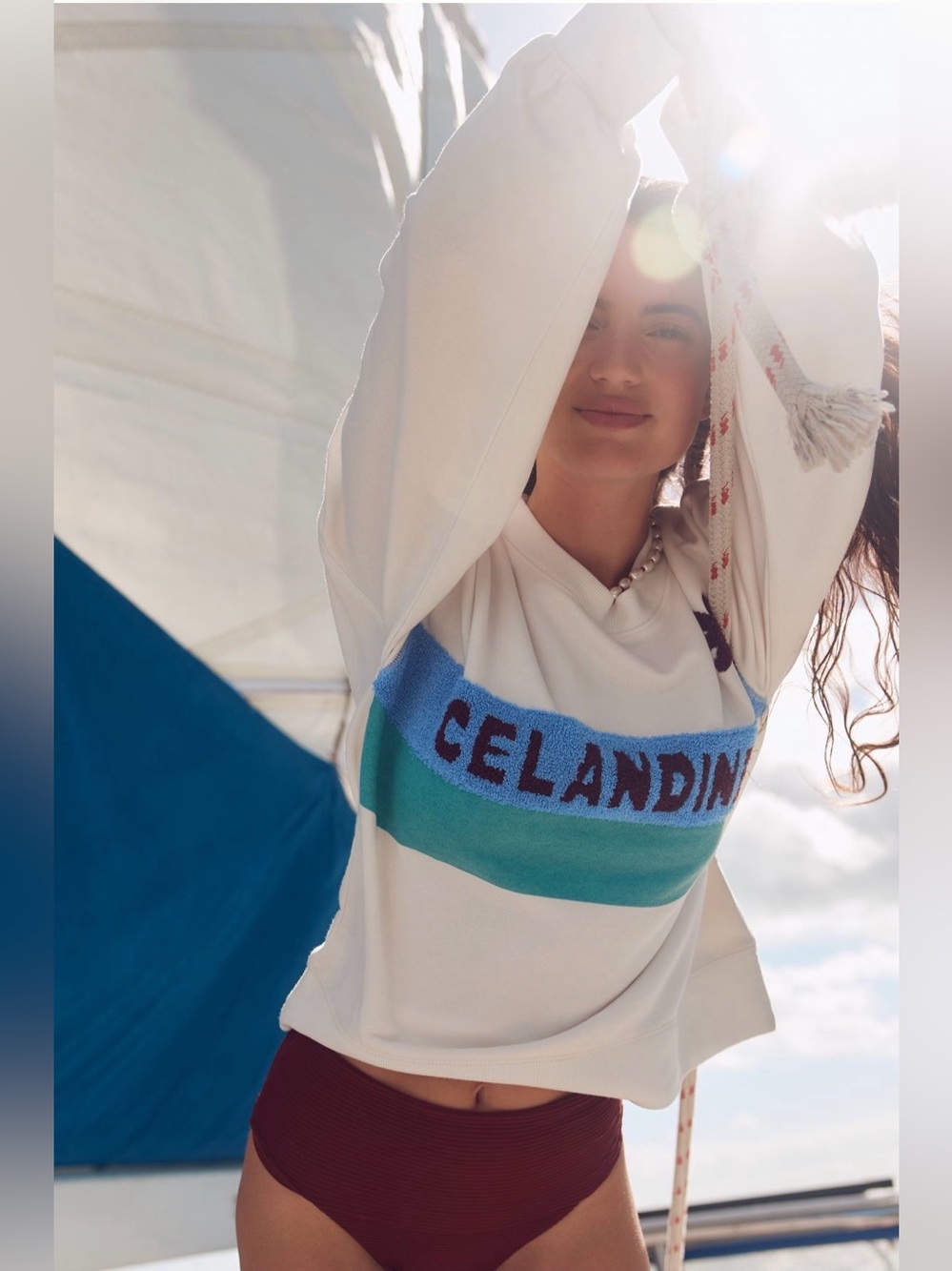 Anthropologie Celandine Surf Camp Tufted Sweatshirt